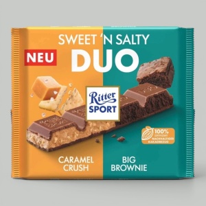Шоколад молочный Ritter Sport Соленая карамель-шоколадный брауни 218гр