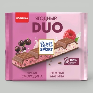 Шоколад молочный Ritter Sport Смородина-малина 218гр