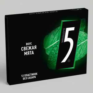 Жев.резинка Wrigley's Five Черный Свежая мята 13,6гр